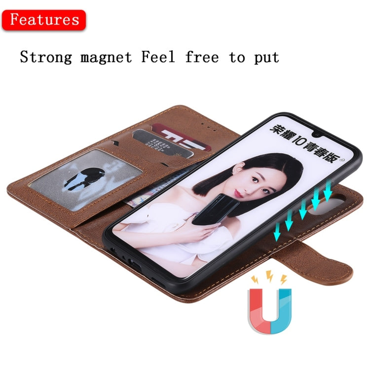 For Huawei Honor 10 Lite Solid Color Horizontal Flip Protective Case with Holder & Card Slots & Wallet & Photo Frame & Lanyard