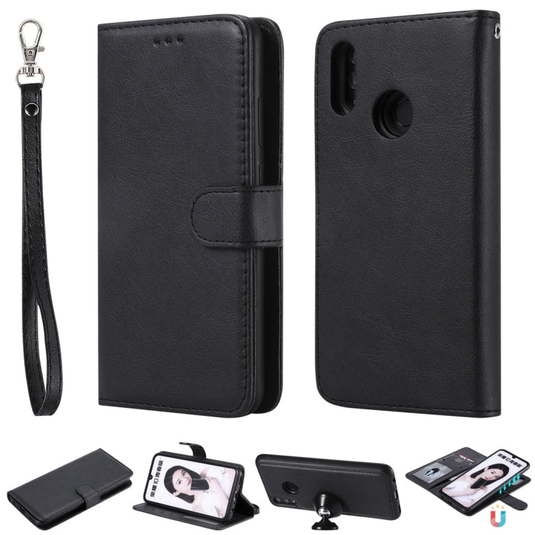 For Huawei Honor 10 Lite Solid Color Horizontal Flip Protective Case with Holder & Card Slots & Wallet & Photo Frame & Lanyard