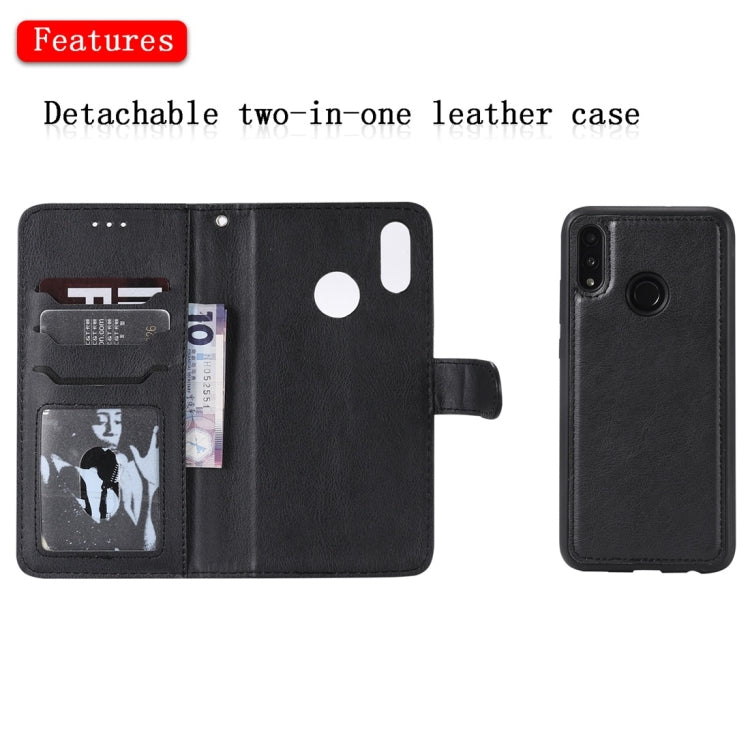 For Huawei Honor 10 Lite Solid Color Horizontal Flip Protective Case with Holder & Card Slots & Wallet & Photo Frame & Lanyard