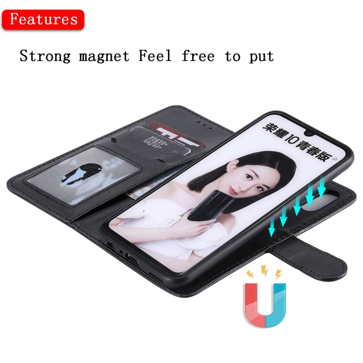 For Huawei Honor 10 Lite Solid Color Horizontal Flip Protective Case with Holder & Card Slots & Wallet & Photo Frame & Lanyard