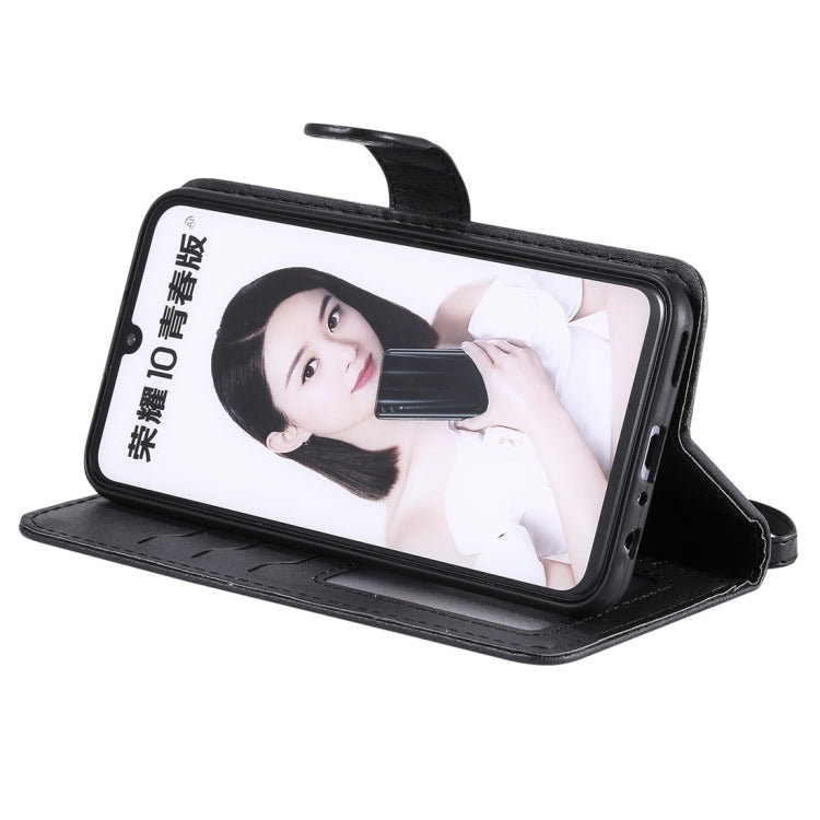 For Huawei Honor 10 Lite Solid Color Horizontal Flip Protective Case with Holder & Card Slots & Wallet & Photo Frame & Lanyard