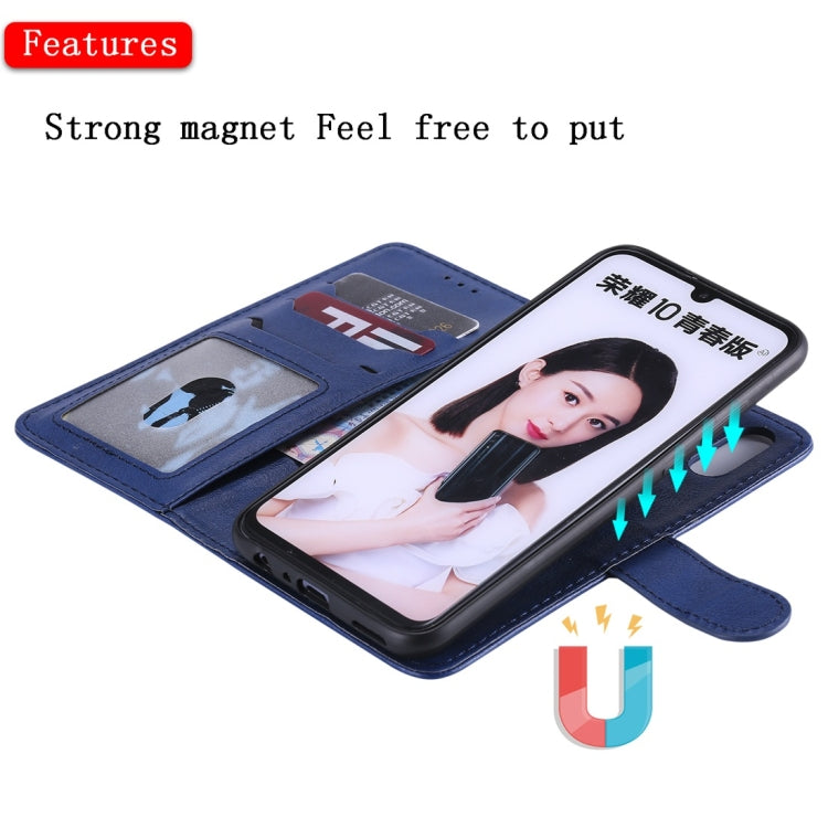 For Huawei Honor 10 Lite Solid Color Horizontal Flip Protective Case with Holder & Card Slots & Wallet & Photo Frame & Lanyard