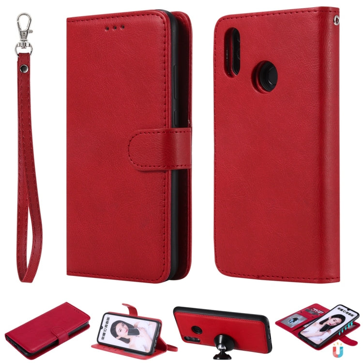 For Huawei Honor 10 Lite Solid Color Horizontal Flip Protective Case with Holder & Card Slots & Wallet & Photo Frame & Lanyard