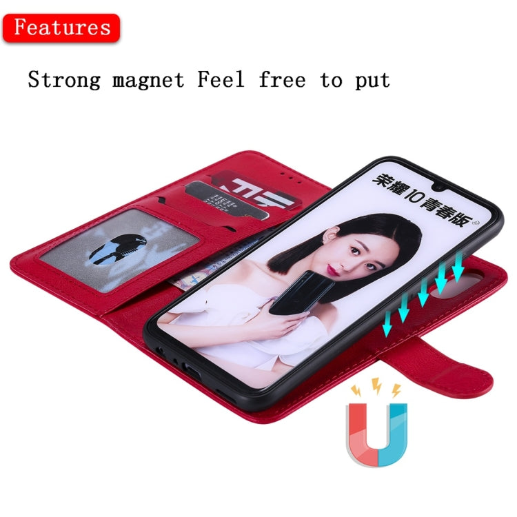 For Huawei Honor 10 Lite Solid Color Horizontal Flip Protective Case with Holder & Card Slots & Wallet & Photo Frame & Lanyard
