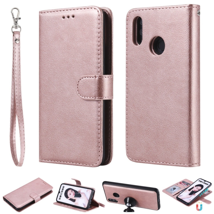 For Huawei Honor 10 Lite Solid Color Horizontal Flip Protective Case with Holder & Card Slots & Wallet & Photo Frame & Lanyard