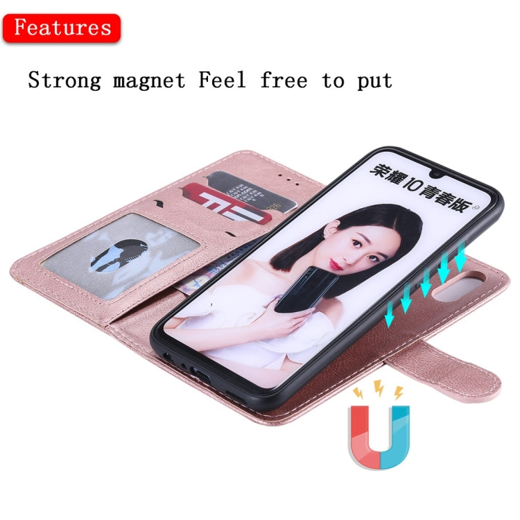 For Huawei Honor 10 Lite Solid Color Horizontal Flip Protective Case with Holder & Card Slots & Wallet & Photo Frame & Lanyard