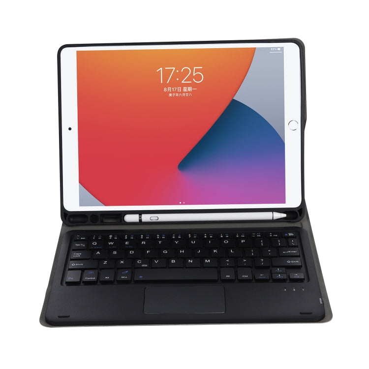 A07B-A Lambskin Texture Square Keycap Bluetooth Keyboard Leather Case with Touch Control For iPad 9.7 2018 & 2017 / Pro 9.7 inch / Air 2