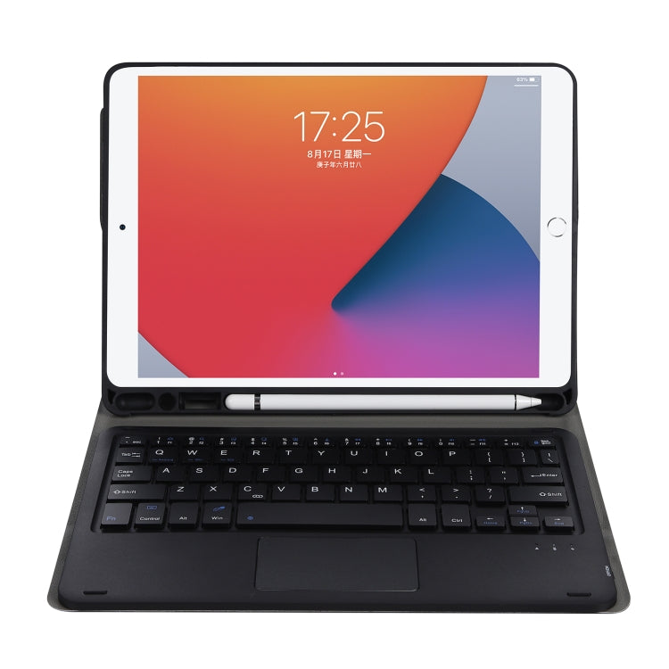 A07B-A Lambskin Texture Square Keycap Bluetooth Keyboard Leather Case with Touch Control For iPad 9.7 2018 & 2017 / Pro 9.7 inch / Air 2