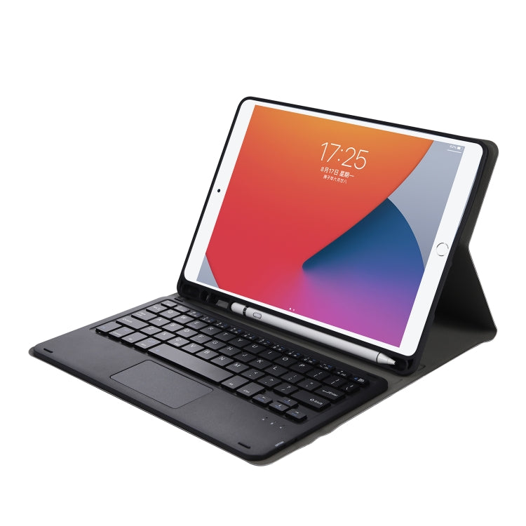 A07B-A Lambskin Texture Square Keycap Bluetooth Keyboard Leather Case with Touch Control For iPad 9.7 2018 & 2017 / Pro 9.7 inch / Air 2