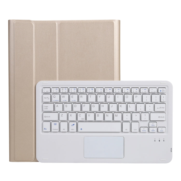 A07B-A Lambskin Texture Square Keycap Bluetooth Keyboard Leather Case with Touch Control For iPad 9.7 2018 & 2017 / Pro 9.7 inch / Air 2