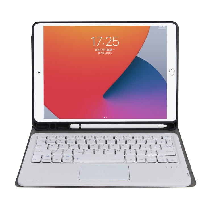 A07B-A Lambskin Texture Square Keycap Bluetooth Keyboard Leather Case with Touch Control For iPad 9.7 2018 & 2017 / Pro 9.7 inch / Air 2