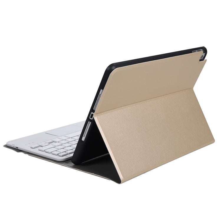 A07B-A Lambskin Texture Square Keycap Bluetooth Keyboard Leather Case with Touch Control For iPad 9.7 2018 & 2017 / Pro 9.7 inch / Air 2