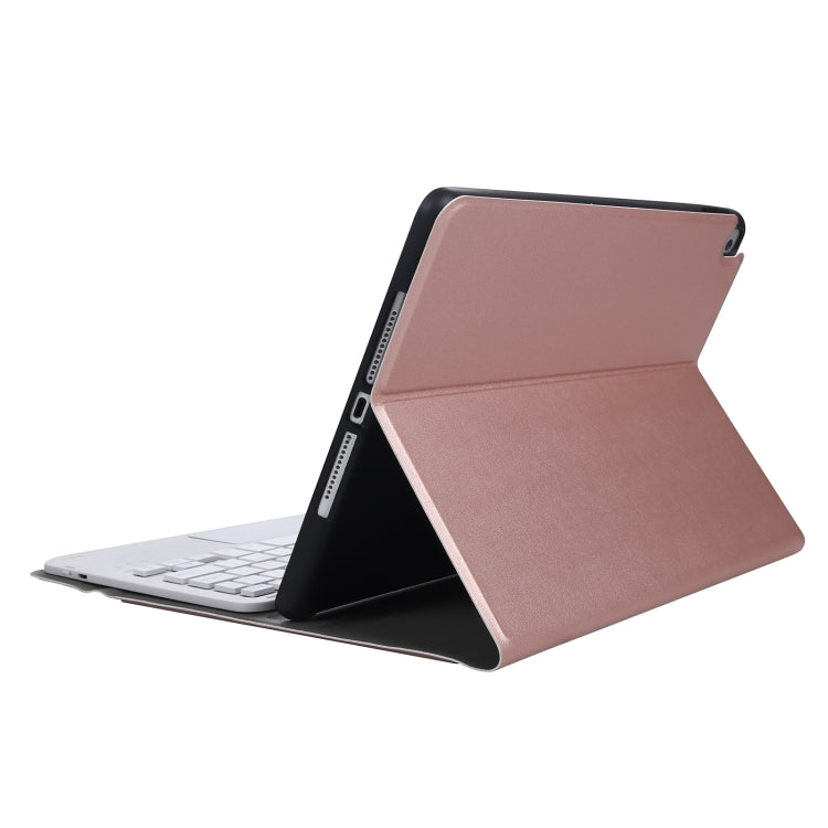 A07B-A Lambskin Texture Square Keycap Bluetooth Keyboard Leather Case with Touch Control For iPad 9.7 2018 & 2017 / Pro 9.7 inch / Air 2