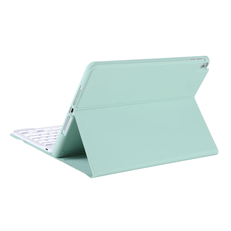 A07B-A Lambskin Texture Square Keycap Bluetooth Keyboard Leather Case with Touch Control For iPad 9.7 2018 & 2017 / Pro 9.7 inch / Air 2