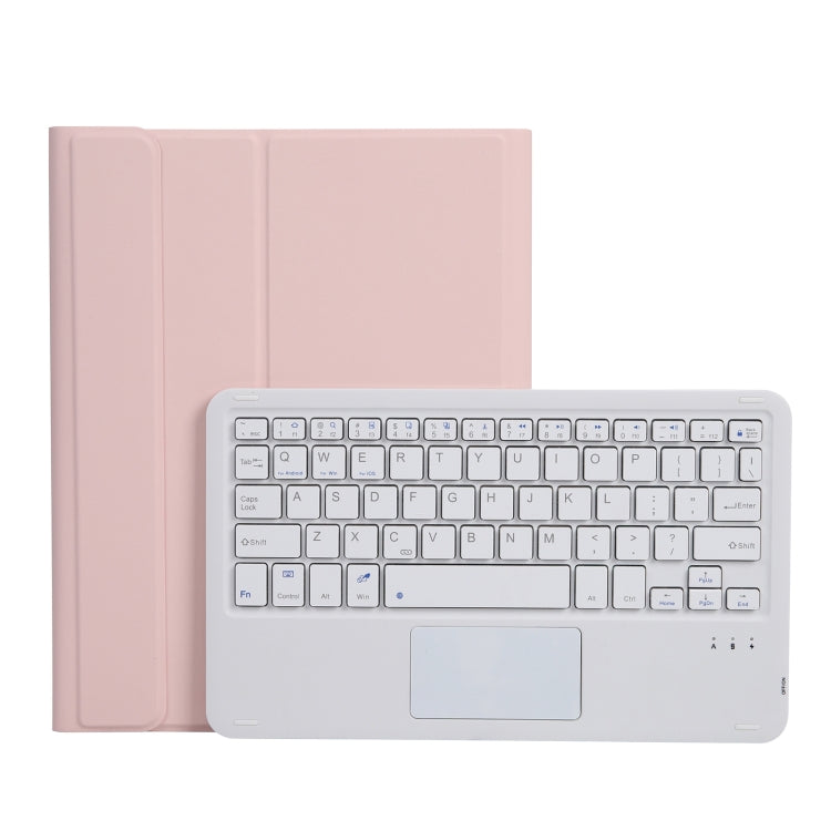 A07B-A Lambskin Texture Square Keycap Bluetooth Keyboard Leather Case with Touch Control For iPad 9.7 2018 & 2017 / Pro 9.7 inch / Air 2