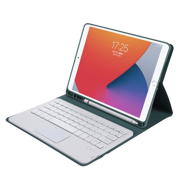 A07B-A Lambskin Texture Square Keycap Bluetooth Keyboard Leather Case with Touch Control For iPad 9.7 2018 & 2017 / Pro 9.7 inch / Air 2