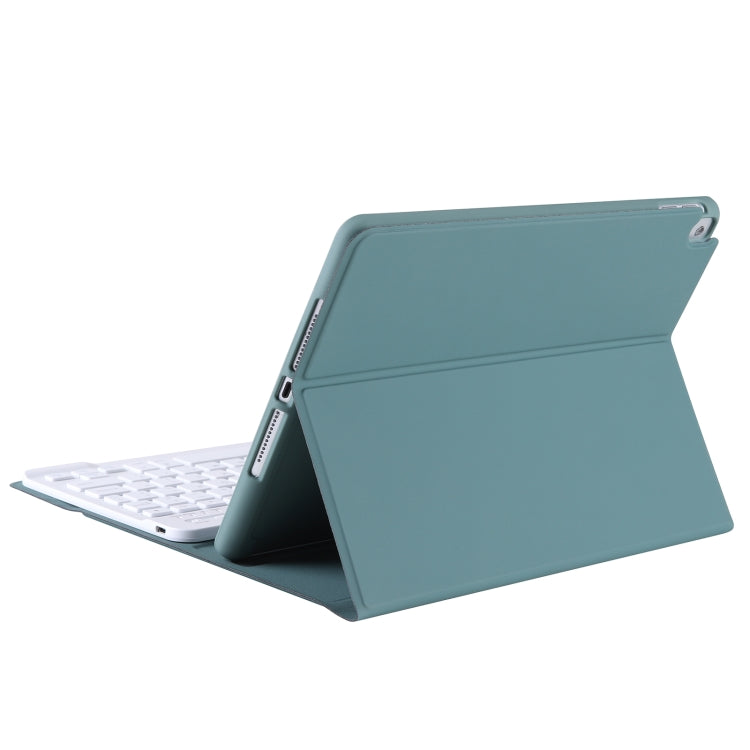 A07B-A Lambskin Texture Square Keycap Bluetooth Keyboard Leather Case with Touch Control For iPad 9.7 2018 & 2017 / Pro 9.7 inch / Air 2