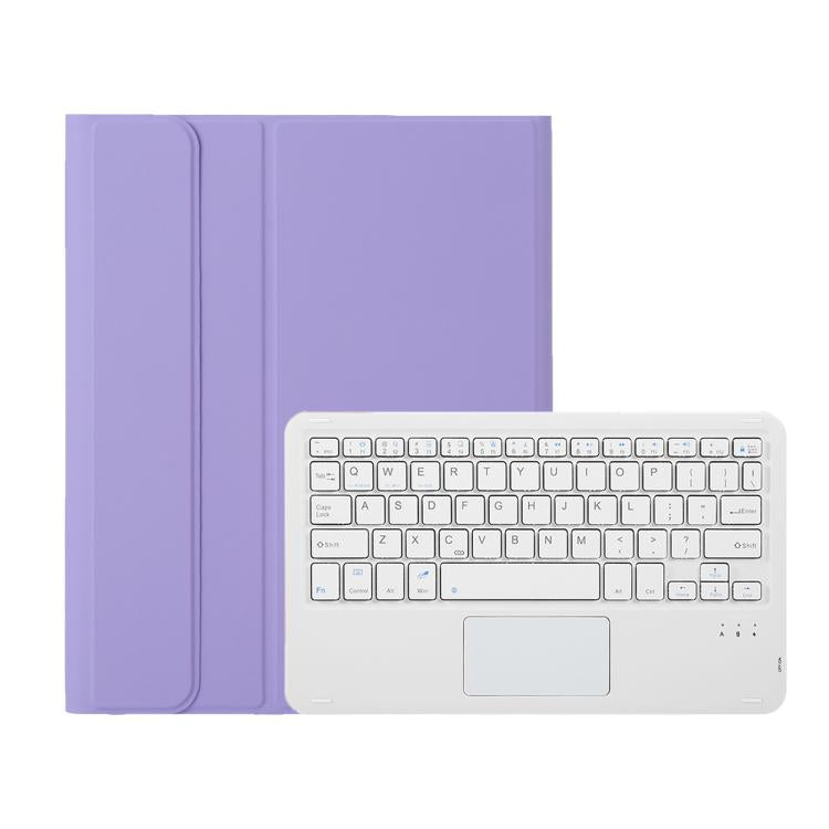 A102B-A Lambskin Texture Square Keycap Bluetooth Keyboard Leather Case with Touch Control For iPad Pro 10.5 inch / 10.2 2021 & 2020 & 2019 / Air 3 - Lilac