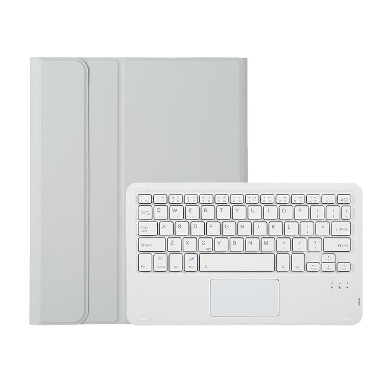 A11B-A Lambskin Texture Square Keycap Bluetooth Keyboard Leather Case with Touch Control For iPad Air 5 / 4 2020 10.9 / Pro 11 inch 2021 & 2020 & 2018 - Grey
