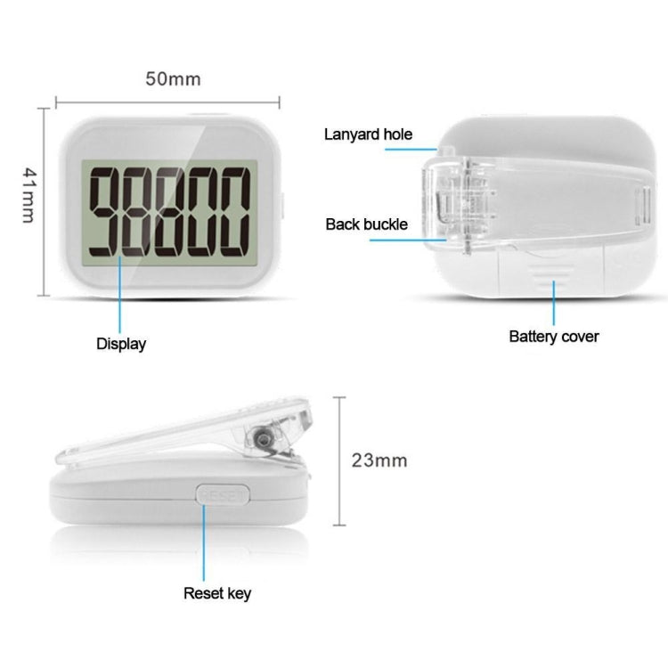 CR838 LCD Large Screen 3D Electronic Pedometer with Back Buckle