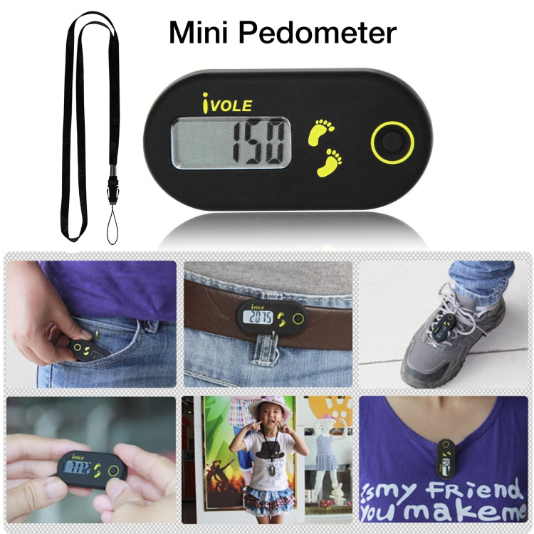 HK-313 Mini Single Function 3D Electronic Pedometer with Lanyard(Black)