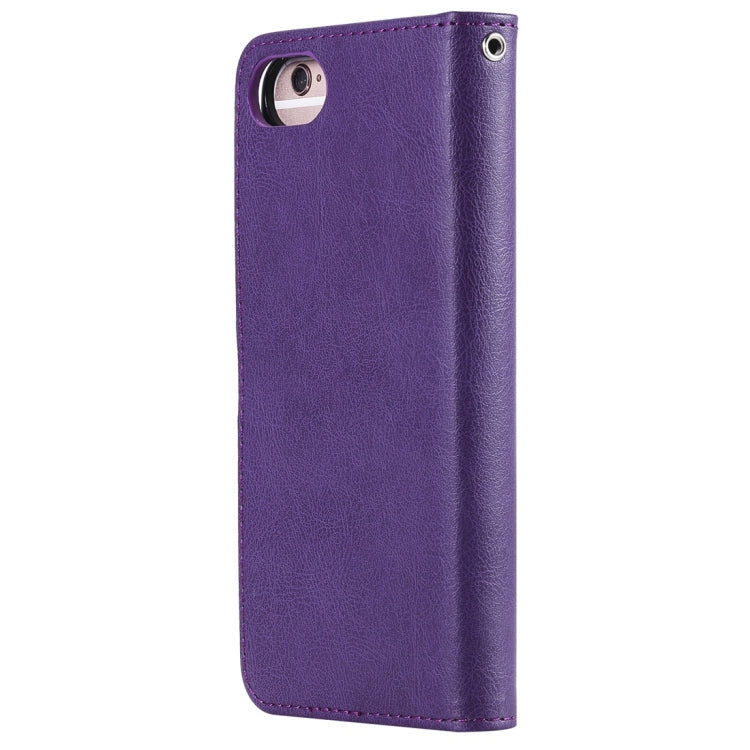 For iPhone 6 / 7 / 8 Solid Color Horizontal Flip Protective Case with Holder & Card Slots & Wallet & Photo Frame & Lanyard