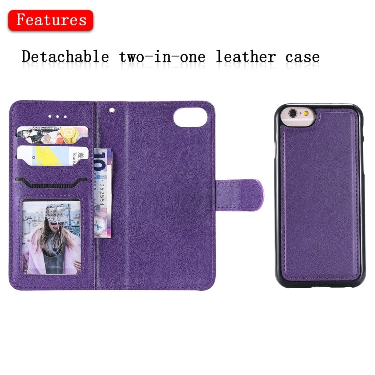 For iPhone 6 / 7 / 8 Solid Color Horizontal Flip Protective Case with Holder & Card Slots & Wallet & Photo Frame & Lanyard