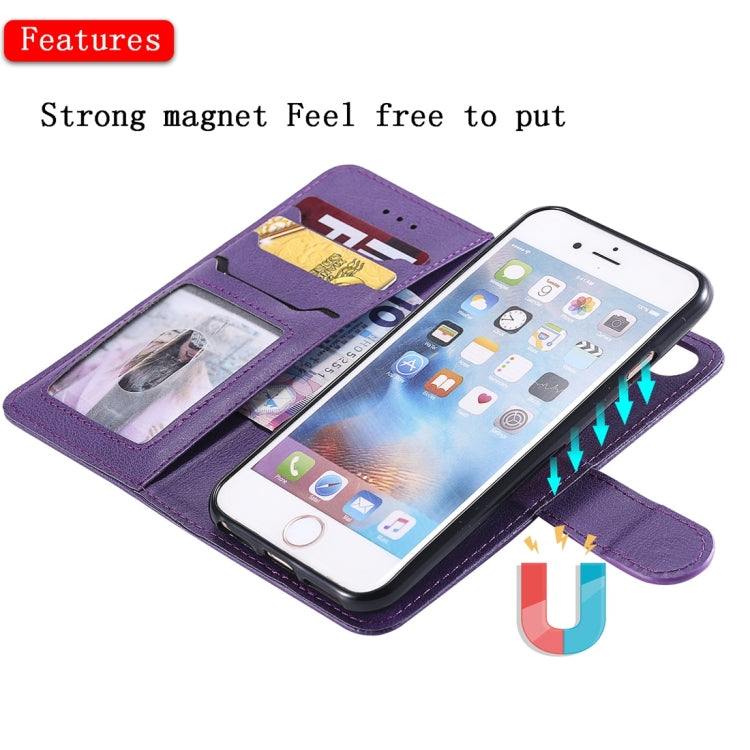 For iPhone 6 / 7 / 8 Solid Color Horizontal Flip Protective Case with Holder & Card Slots & Wallet & Photo Frame & Lanyard