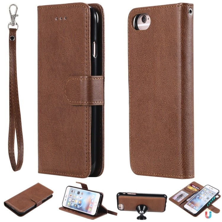 For iPhone 6 / 7 / 8 Solid Color Horizontal Flip Protective Case with Holder & Card Slots & Wallet & Photo Frame & Lanyard