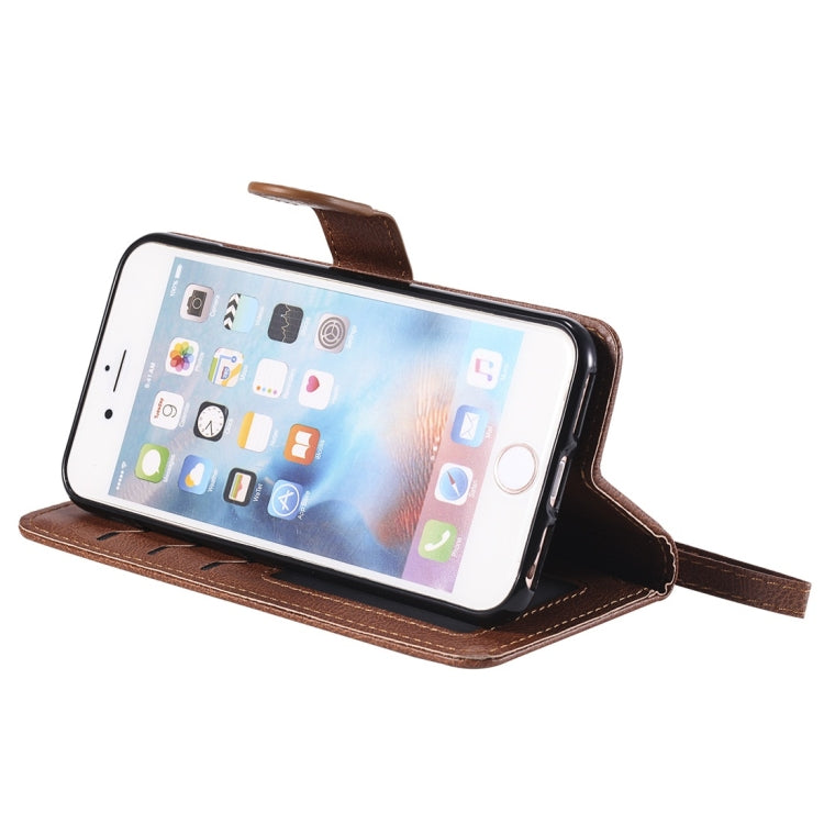 For iPhone 6 / 7 / 8 Solid Color Horizontal Flip Protective Case with Holder & Card Slots & Wallet & Photo Frame & Lanyard