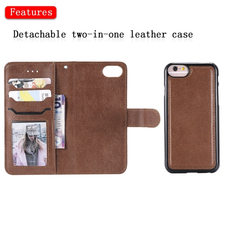 For iPhone 6 / 7 / 8 Solid Color Horizontal Flip Protective Case with Holder & Card Slots & Wallet & Photo Frame & Lanyard