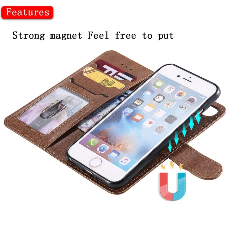 For iPhone 6 / 7 / 8 Solid Color Horizontal Flip Protective Case with Holder & Card Slots & Wallet & Photo Frame & Lanyard