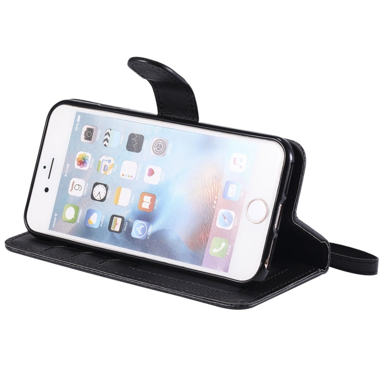 For iPhone 6 / 7 / 8 Solid Color Horizontal Flip Protective Case with Holder & Card Slots & Wallet & Photo Frame & Lanyard