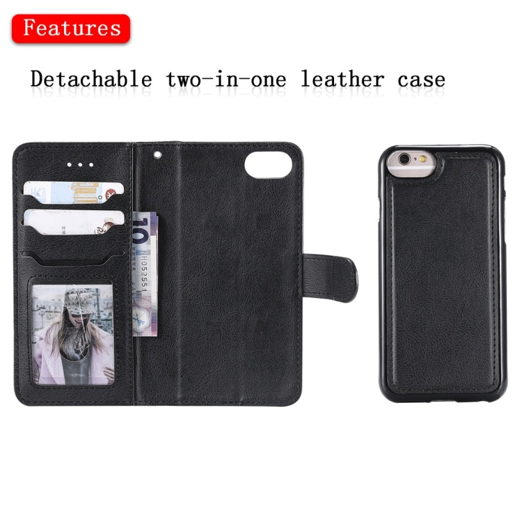 For iPhone 6 / 7 / 8 Solid Color Horizontal Flip Protective Case with Holder & Card Slots & Wallet & Photo Frame & Lanyard