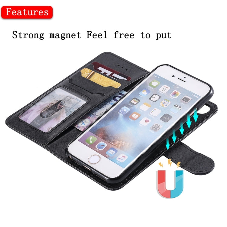 For iPhone 6 / 7 / 8 Solid Color Horizontal Flip Protective Case with Holder & Card Slots & Wallet & Photo Frame & Lanyard