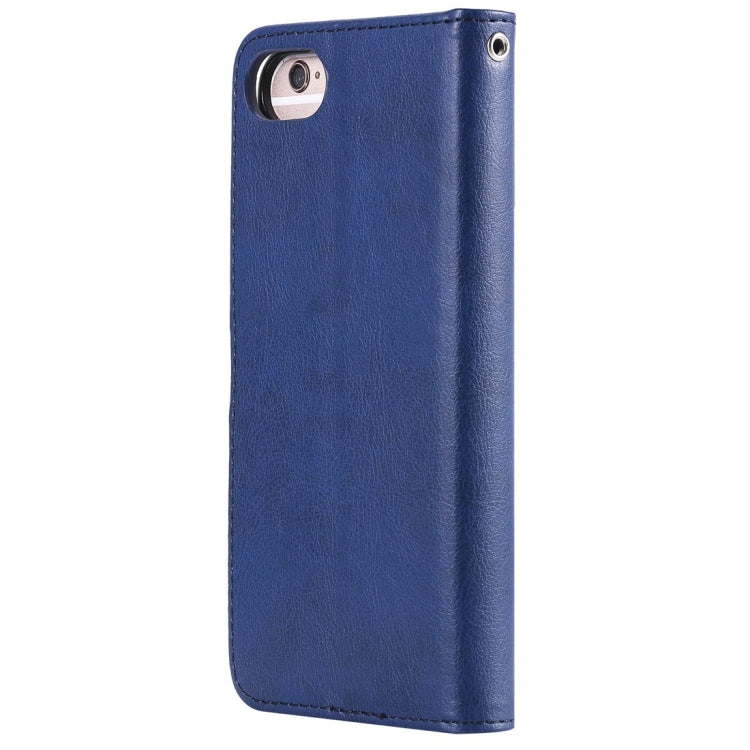 For iPhone 6 / 7 / 8 Solid Color Horizontal Flip Protective Case with Holder & Card Slots & Wallet & Photo Frame & Lanyard