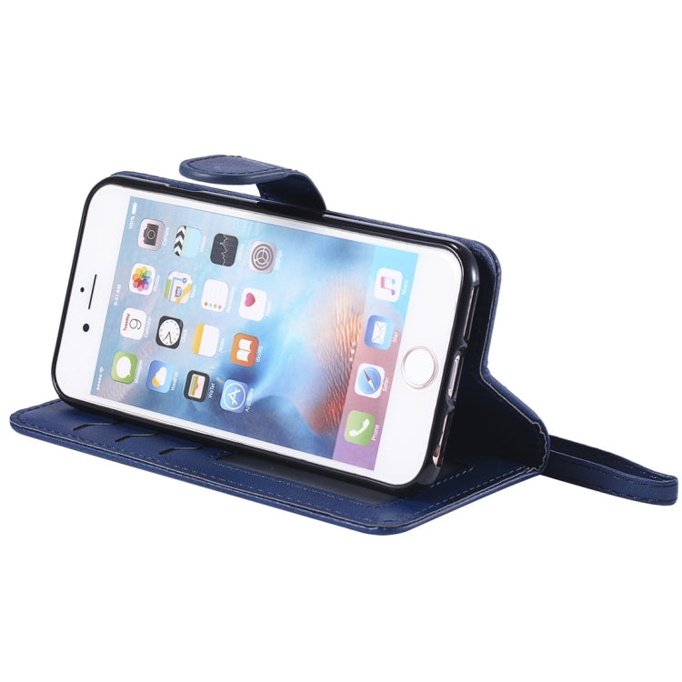 For iPhone 6 / 7 / 8 Solid Color Horizontal Flip Protective Case with Holder & Card Slots & Wallet & Photo Frame & Lanyard