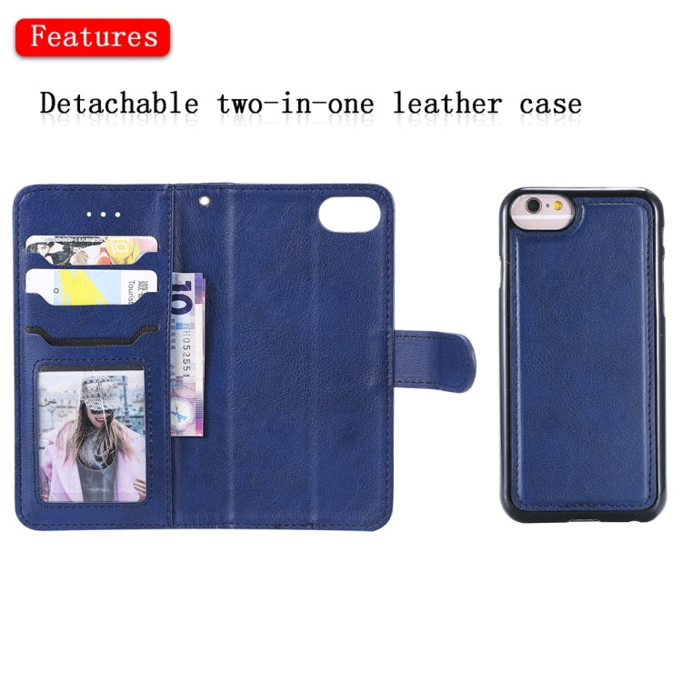 For iPhone 6 / 7 / 8 Solid Color Horizontal Flip Protective Case with Holder & Card Slots & Wallet & Photo Frame & Lanyard