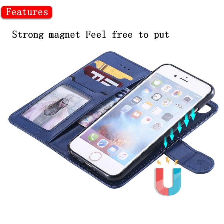 For iPhone 6 / 7 / 8 Solid Color Horizontal Flip Protective Case with Holder & Card Slots & Wallet & Photo Frame & Lanyard