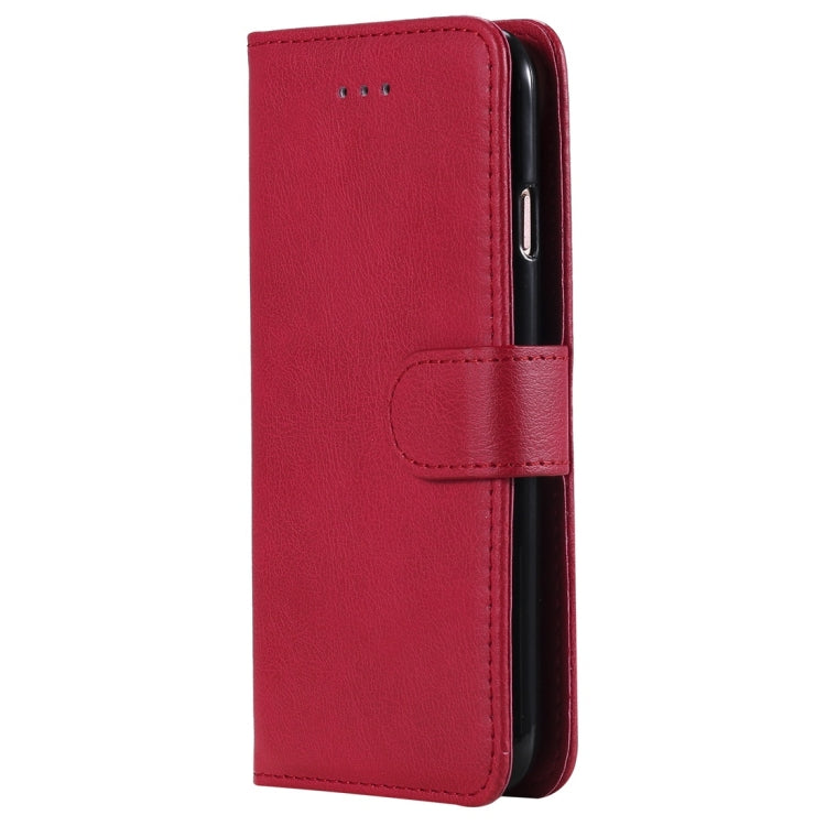 For iPhone 6 / 7 / 8 Solid Color Horizontal Flip Protective Case with Holder & Card Slots & Wallet & Photo Frame & Lanyard