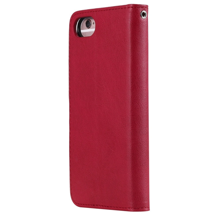 For iPhone 6 / 7 / 8 Solid Color Horizontal Flip Protective Case with Holder & Card Slots & Wallet & Photo Frame & Lanyard