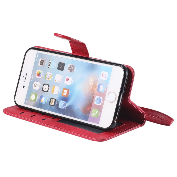 For iPhone 6 / 7 / 8 Solid Color Horizontal Flip Protective Case with Holder & Card Slots & Wallet & Photo Frame & Lanyard