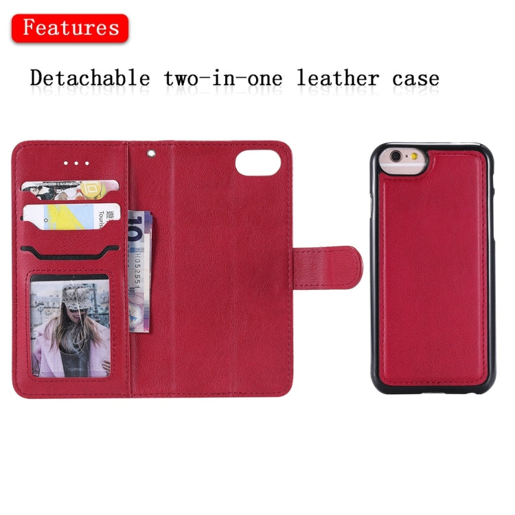 For iPhone 6 / 7 / 8 Solid Color Horizontal Flip Protective Case with Holder & Card Slots & Wallet & Photo Frame & Lanyard