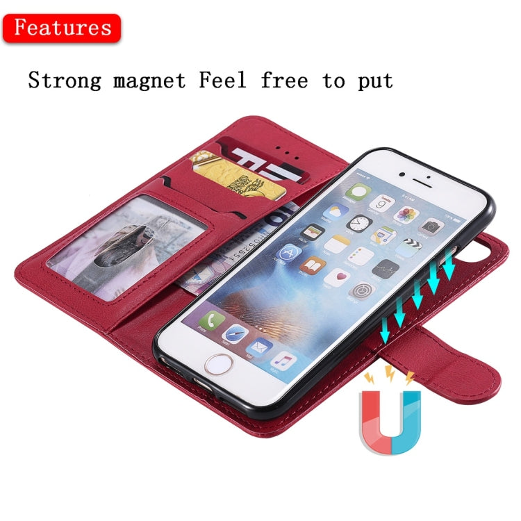 For iPhone 6 / 7 / 8 Solid Color Horizontal Flip Protective Case with Holder & Card Slots & Wallet & Photo Frame & Lanyard