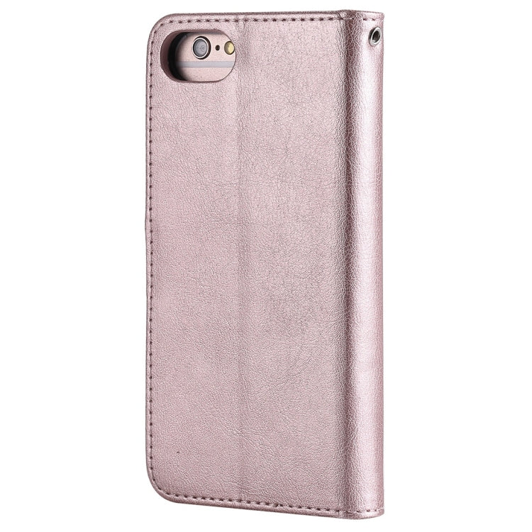 For iPhone 6 / 7 / 8 Solid Color Horizontal Flip Protective Case with Holder & Card Slots & Wallet & Photo Frame & Lanyard
