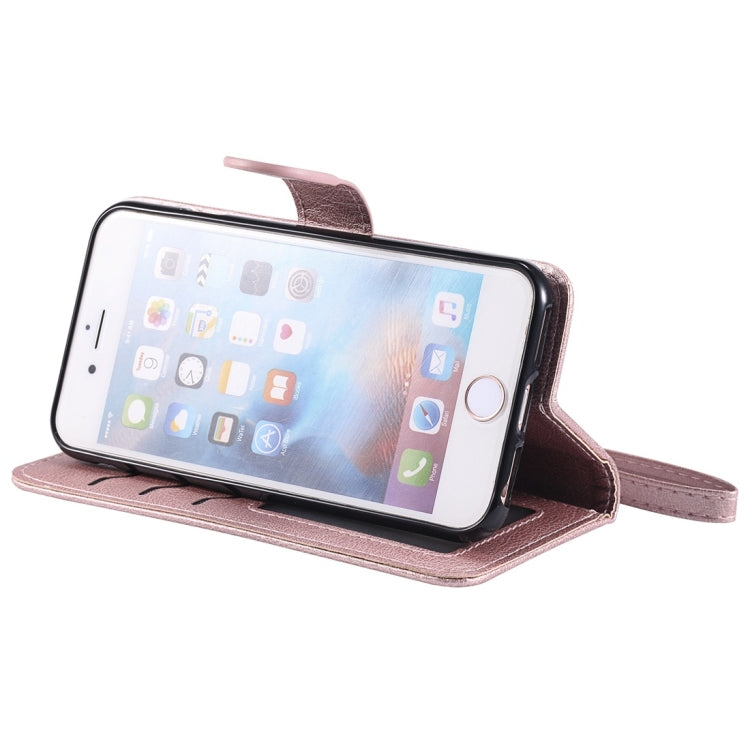 For iPhone 6 / 7 / 8 Solid Color Horizontal Flip Protective Case with Holder & Card Slots & Wallet & Photo Frame & Lanyard