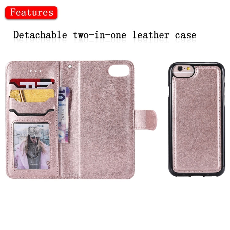 For iPhone 6 / 7 / 8 Solid Color Horizontal Flip Protective Case with Holder & Card Slots & Wallet & Photo Frame & Lanyard