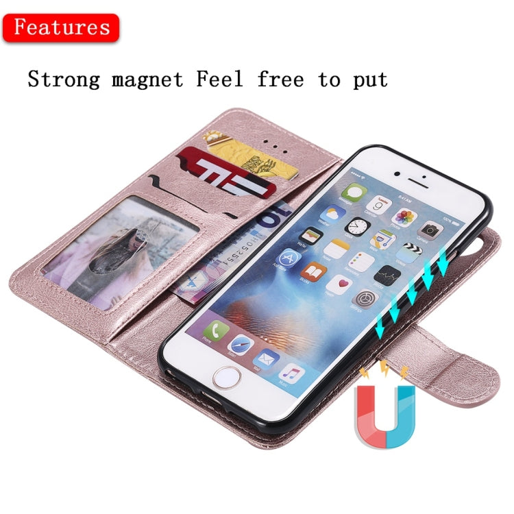 For iPhone 6 / 7 / 8 Solid Color Horizontal Flip Protective Case with Holder & Card Slots & Wallet & Photo Frame & Lanyard