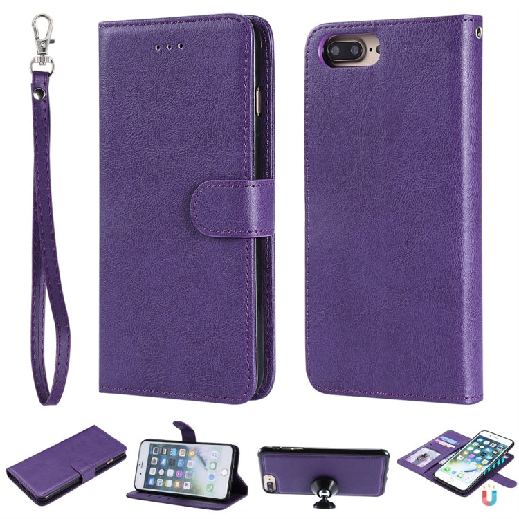 For iPhone 6 Plus / 7 Plus / 8 Plus Solid Color Horizontal Flip Protective Case with Holder & Card Slots & Wallet & Photo Frame & Lanyard