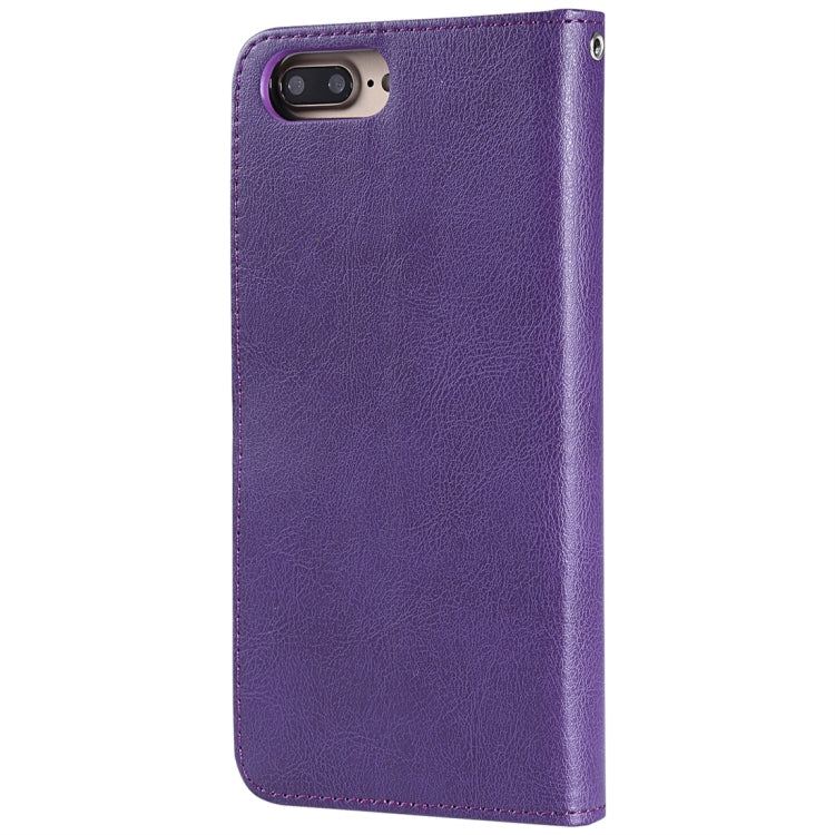 For iPhone 6 Plus / 7 Plus / 8 Plus Solid Color Horizontal Flip Protective Case with Holder & Card Slots & Wallet & Photo Frame & Lanyard